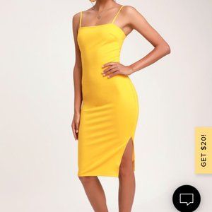 Lulu's Yellow Paulina Bodycon Midi Dress, S - never worn